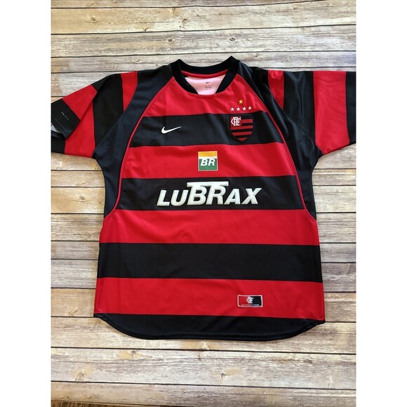 Nike LuBRax Soccer Jersey Adult Large Petrobras Brazil Red Official Short Sleeve